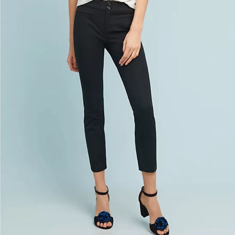 Anthropology The Essential Slim Stylish Trouser Dark Gray/Black Pants Size 2